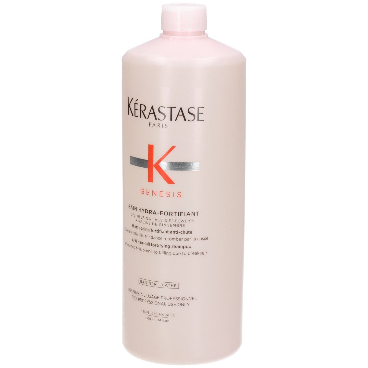 Kérastase Genesis Bain Hydra-Fortifiant Shampoo, 1000ml Flasche, Vorderansicht.