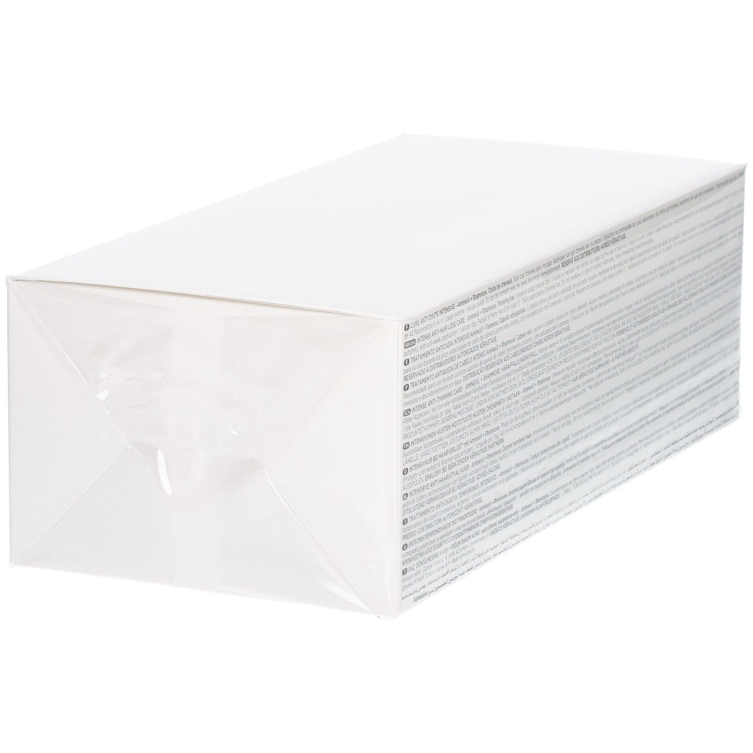 Unterseite der Kérastase Genesis Cure Anti-Chute Intensive Box mit mehrsprachigen Texten.