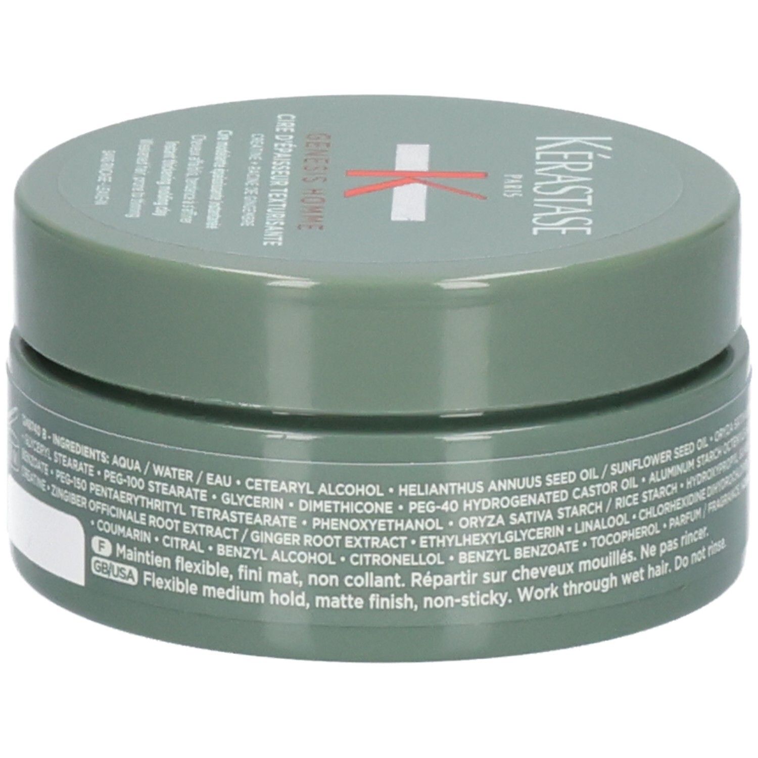 Grüner Tiegel mit Kérastase Logo, Inhaltsstoffen und Anwendungshinweisen. 75 ml.