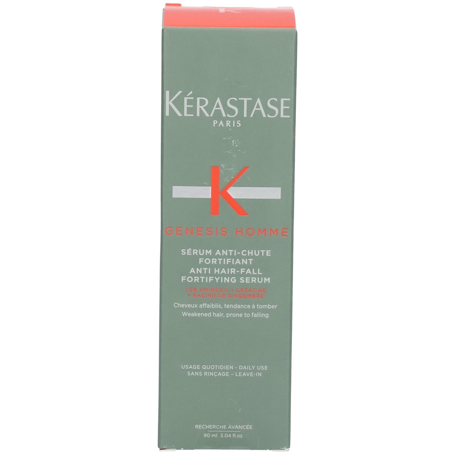Kérastase Genesis Homme Serum Anti-Chute Fortifiant Kartonverpackung, Vorderseite. 90ml.