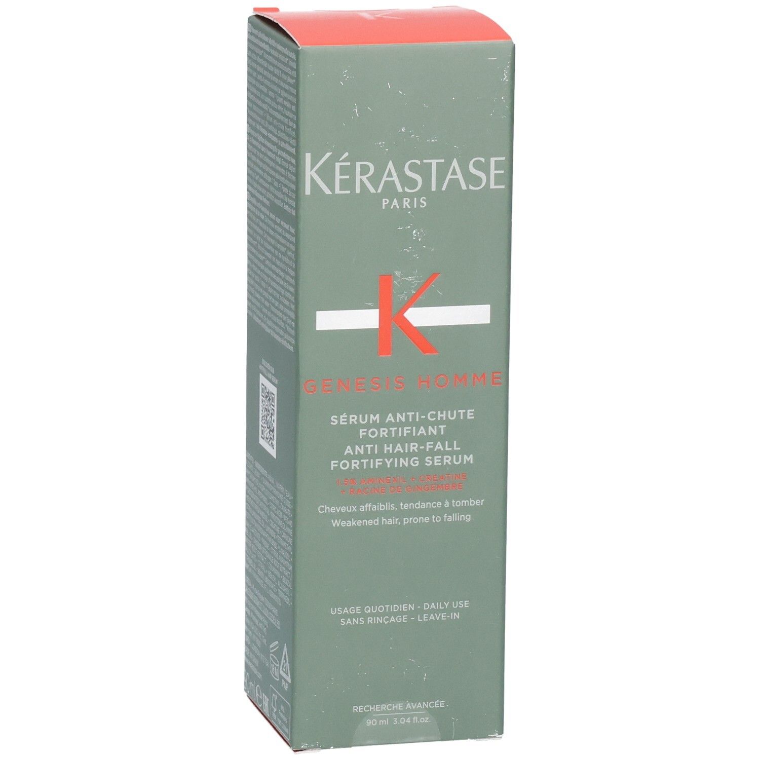 Kérastase Genesis Homme Serum Anti-Chute Fortifiant Kartonverpackung, Vorderseite. 90ml.