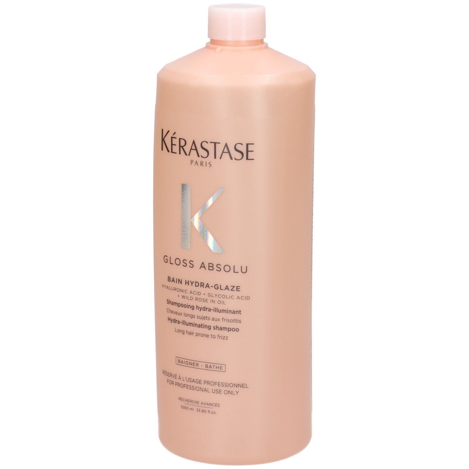 Kérastase Gloss Absolu Bain Hydra-Glaze Shampoo, 1000ml Flasche. Rosa.