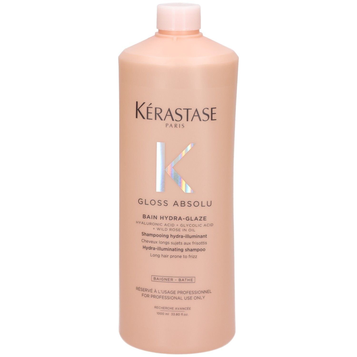 Kérastase Gloss Absolu Bain Hydra-Glaze Shampoo, 1000ml Flasche. Rosa.