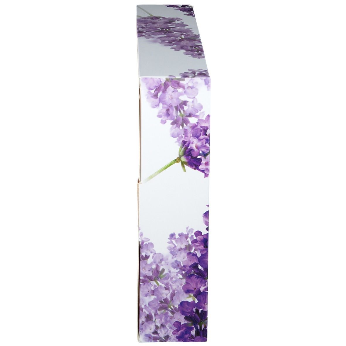 Smalle, rechthoekige cadeauverpakking met paars bloemmotief. Kneipp-logo bovenaan.