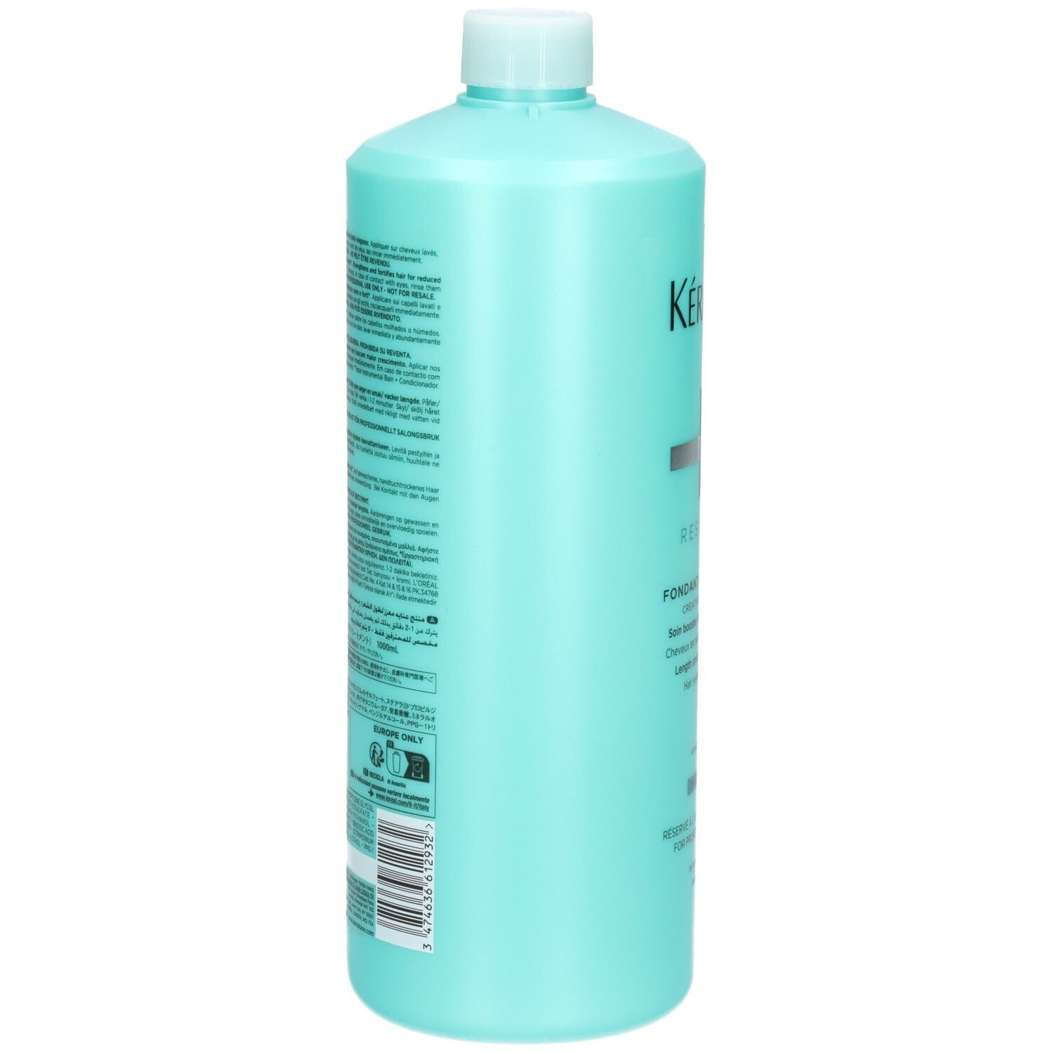 Kérastase Fondant Extensioniste, Rückseite der 1000ml Flasche mit Anwendungshinweisen.