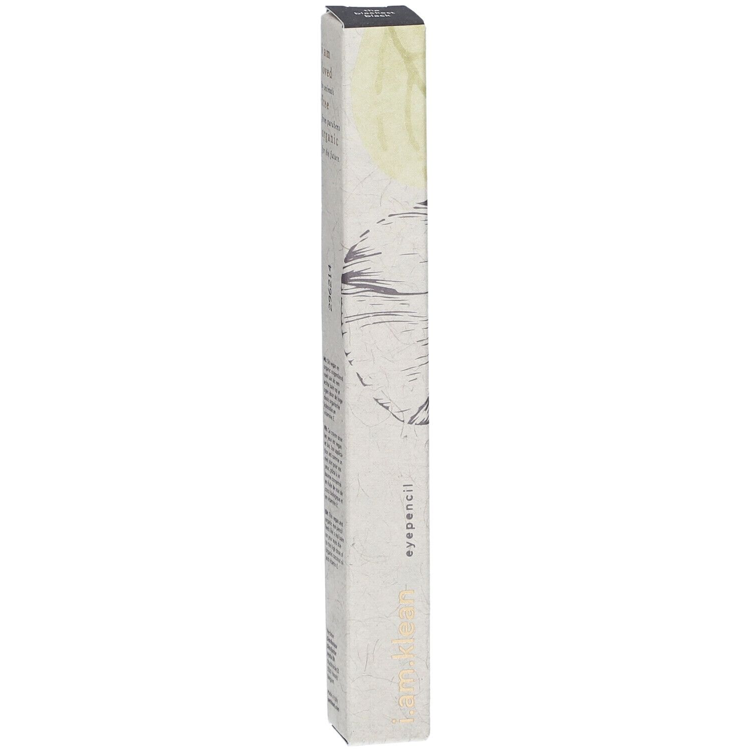 i.am.klean Eyepencil in länglicher Verpackung. Aufdruck: i.am.klean, eyepencil. Verpackung mit floralem Muster.