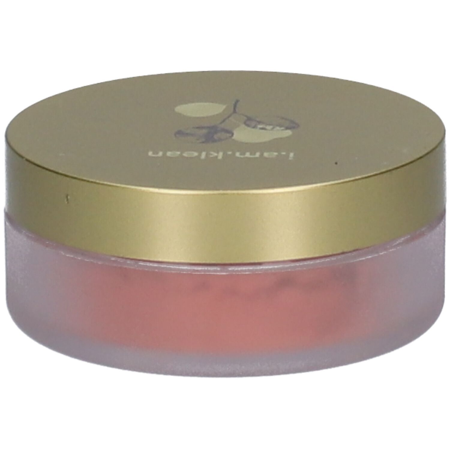 i.am.klean Lose Mineral Blush Pink 2. Runde Dose mit rosa Puder und goldenem Deckel. Produktansicht.