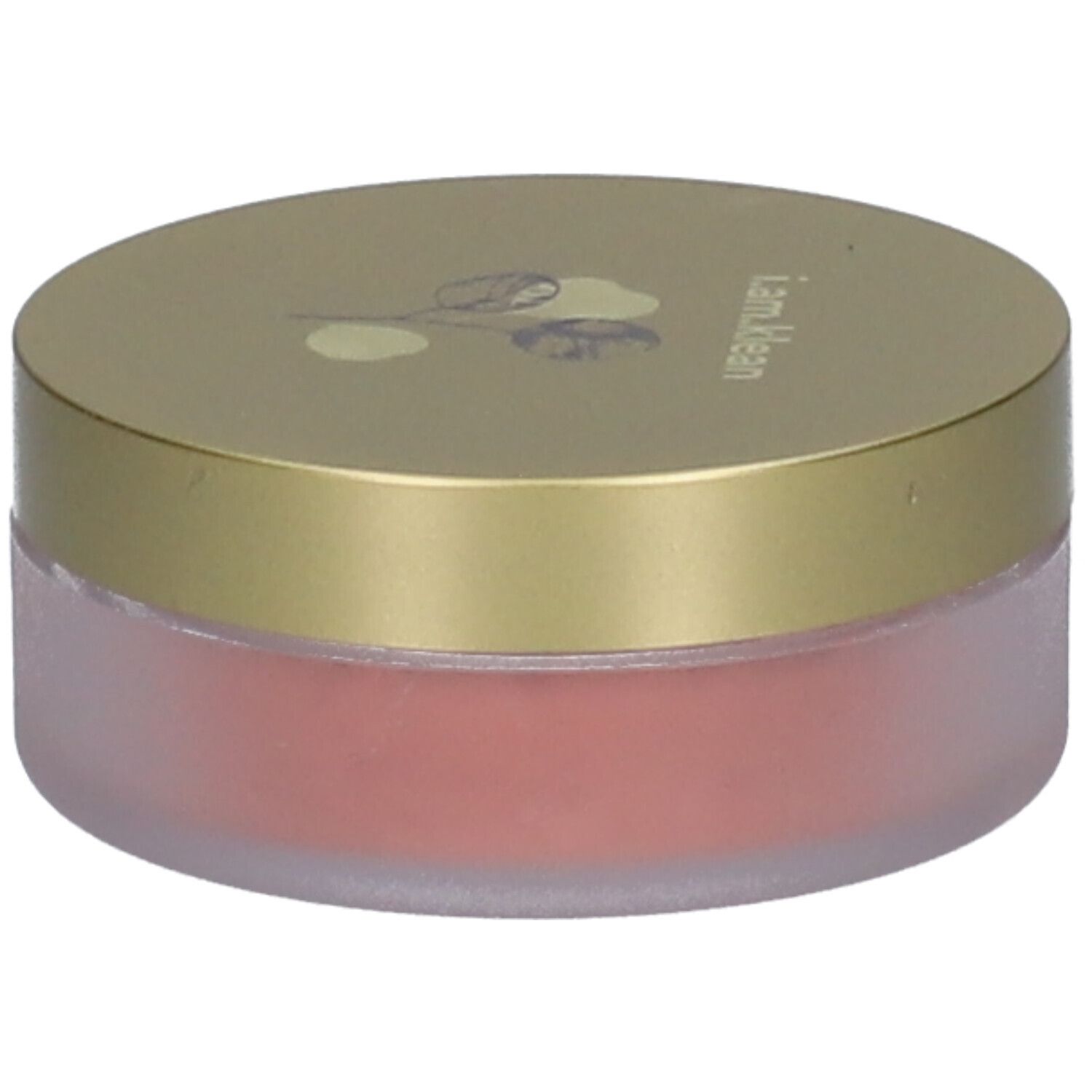 i.am.klean Lose Mineral Blush Pink 2. Runde Dose mit rosa Puder und goldenem Deckel. Produktansicht.
