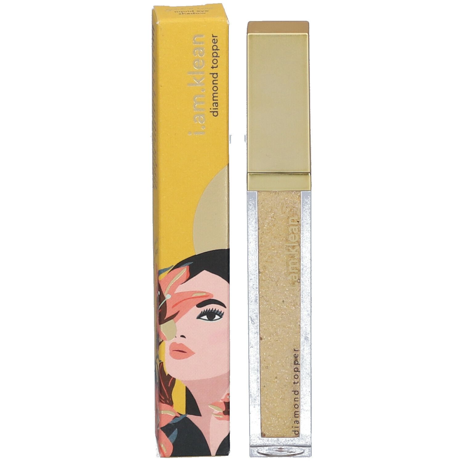 Gouden diamond topper en verpakking. Op de verpakking staan de productnaam en een vrouwengezicht.