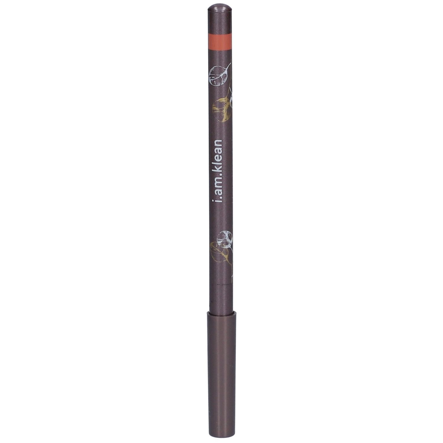 Lippenstiftstift mit braunem Schaft und hellbrauner Spitze. Aufschrift i.am.klean.