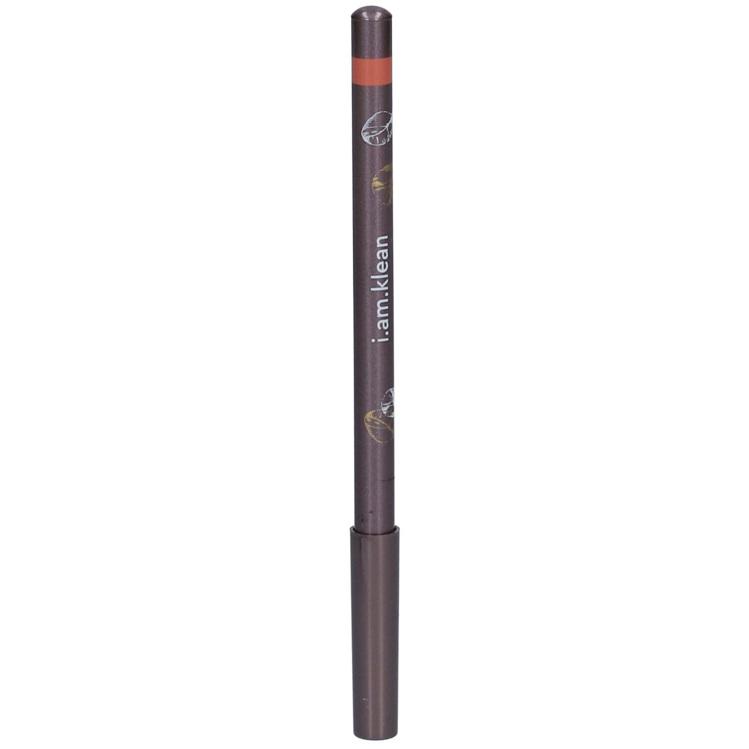 Lippenstiftstift mit braunem Schaft und hellbrauner Spitze. Aufschrift i.am.klean.