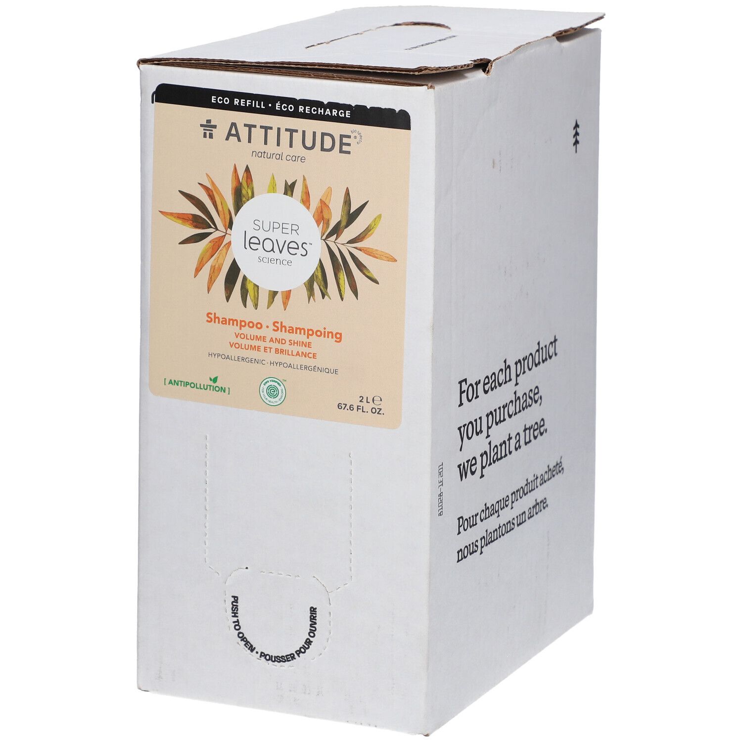 Attitude Super Leaves Shampooing Volume et Brillance Refill 2 l shampoing