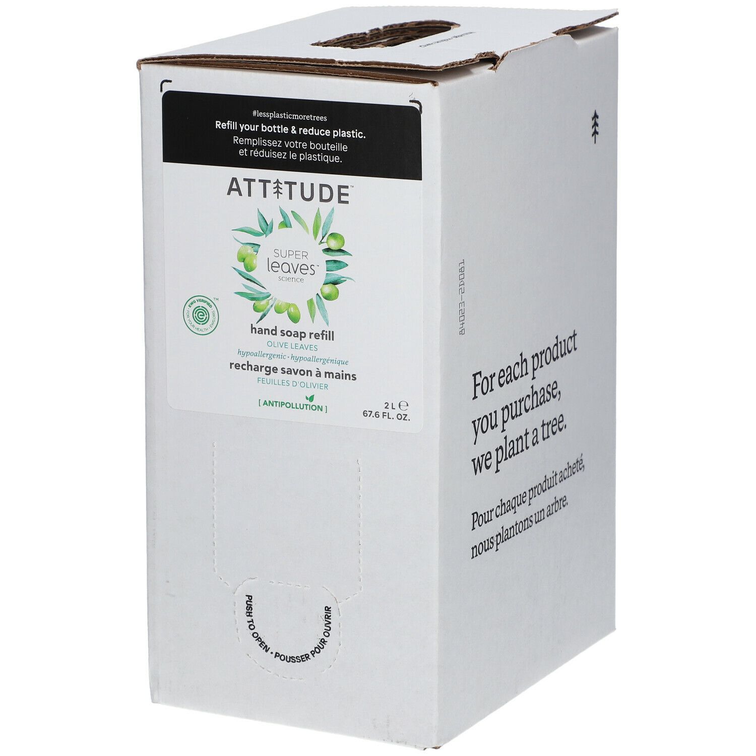 Attitude Super Leaves Savon Mains aux Feuilles d'Olivier Refill 2 l savon
