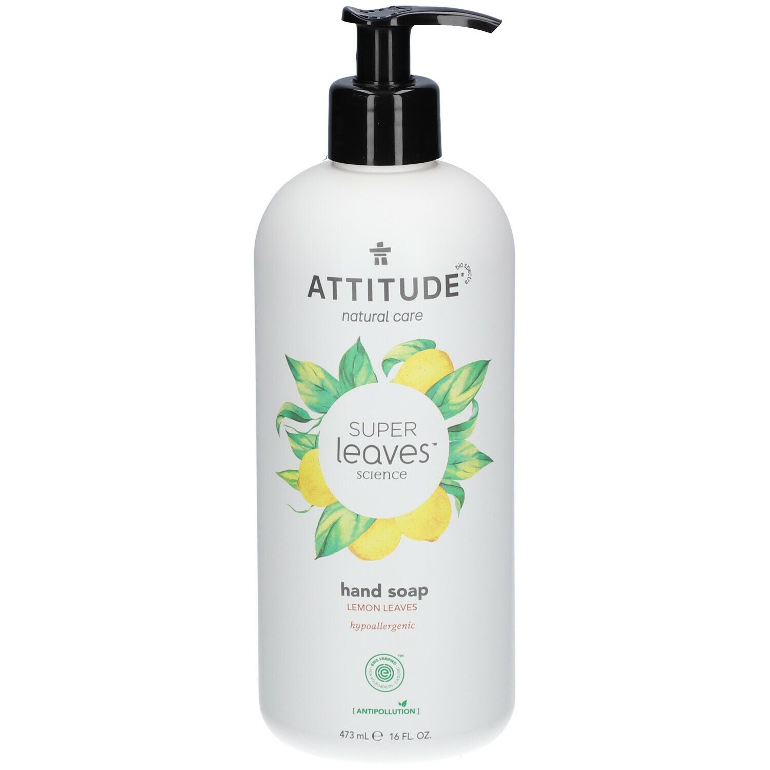 Attitude Natural Savon Mains aux Feuilles de Citronnier 473 ml savon