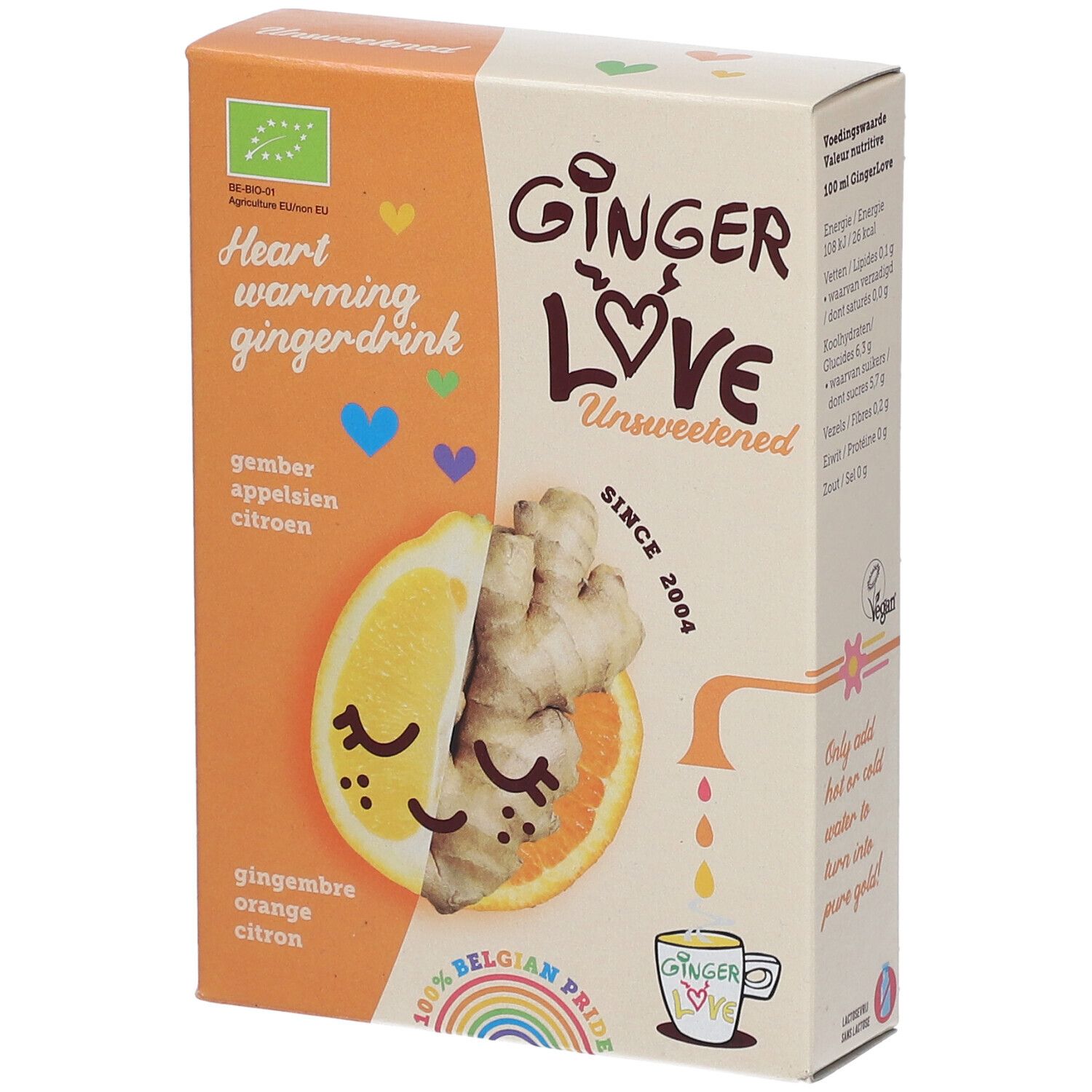 GingerLove Unsweetened Thé Gingembre, Orange & Citron Bio