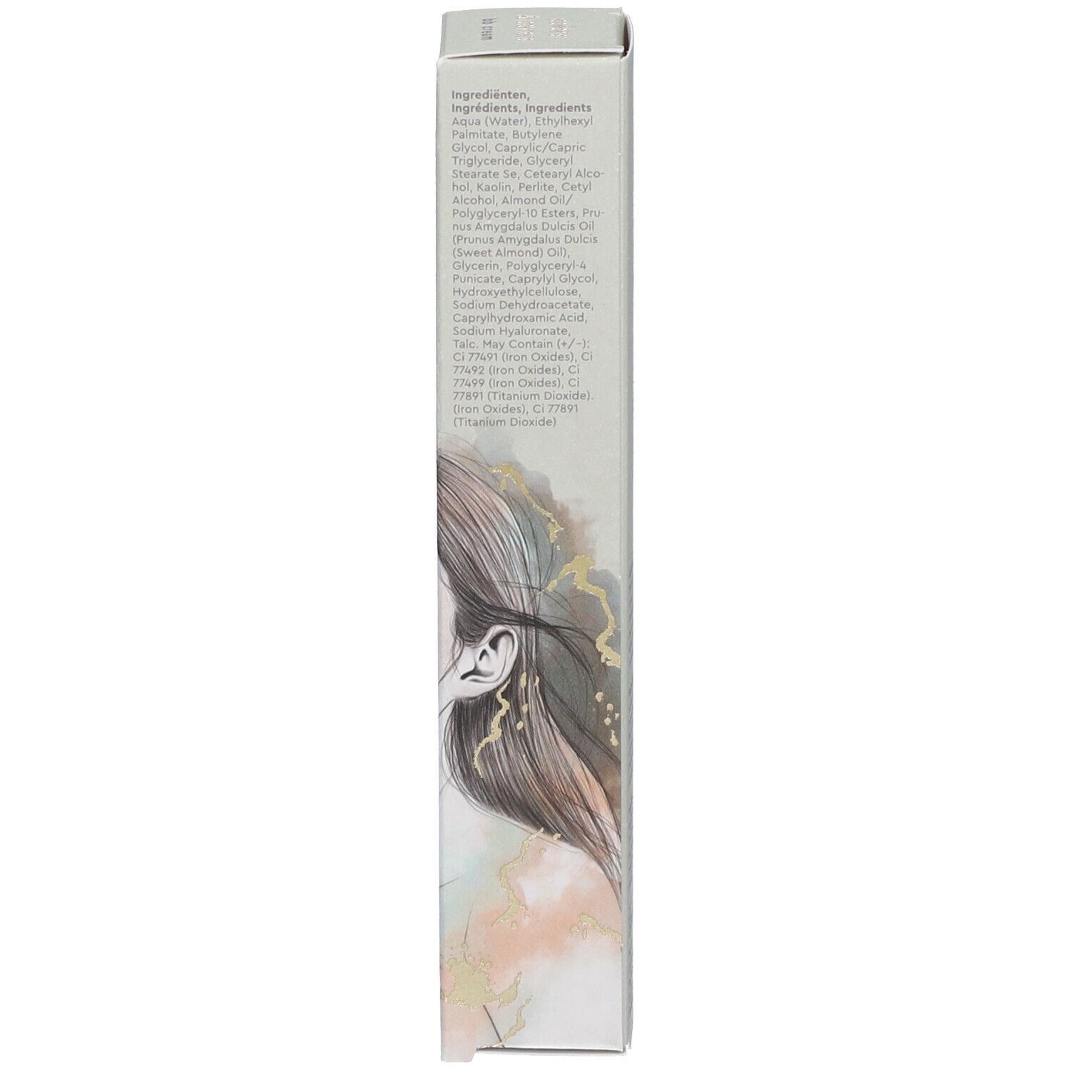 Verpakking BB cream, wit. Lijst van ingrediënten. Illustratie: gezicht.