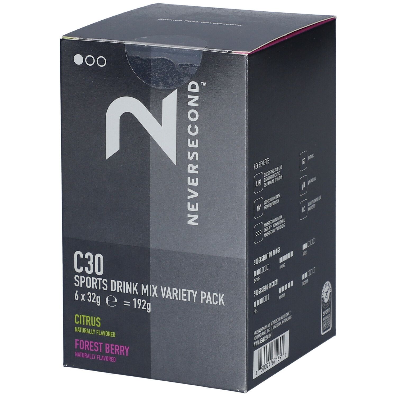 Neversecond C30 Sports drink Mix Citron, baies sauvages