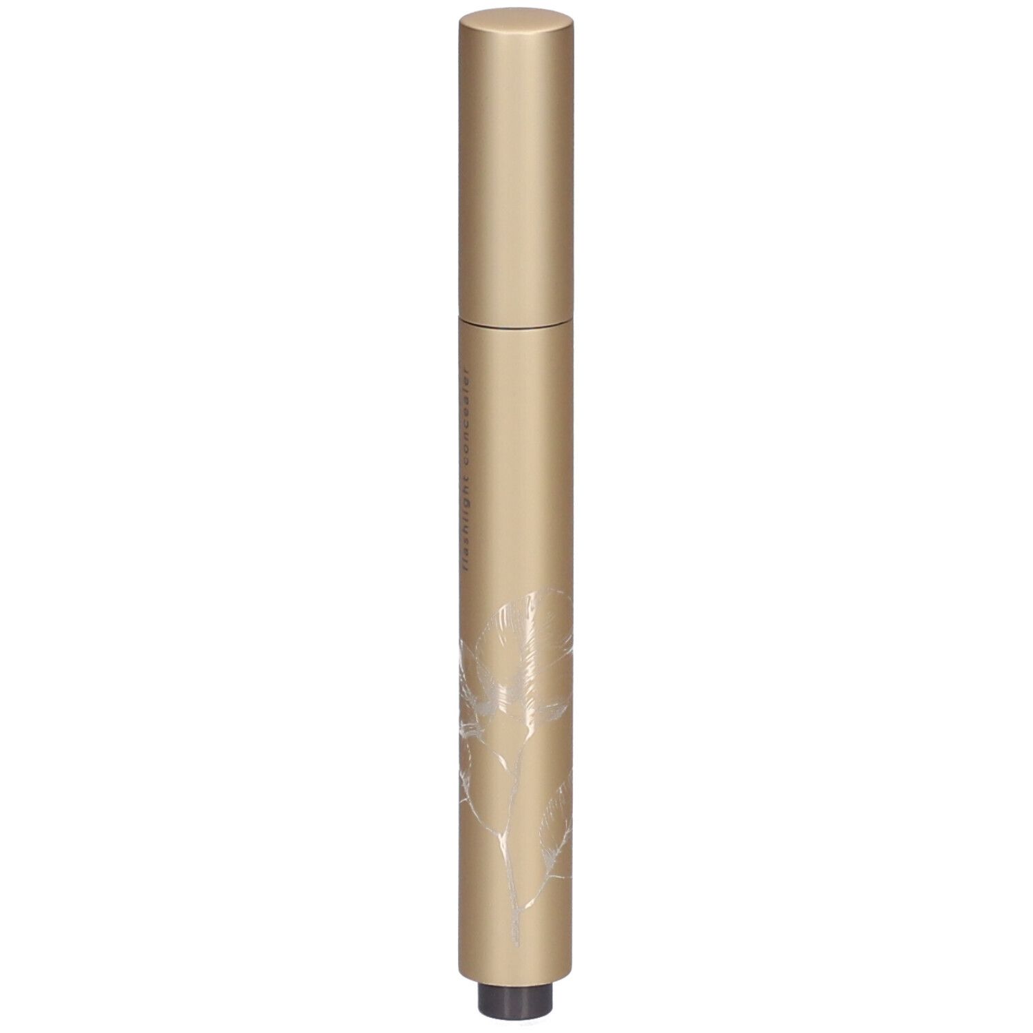 Goldfarbener Concealer-Stift. Aufschrift: i.am.klean flashlight concealer. Floral-Dekor. Schwarze Spitze.