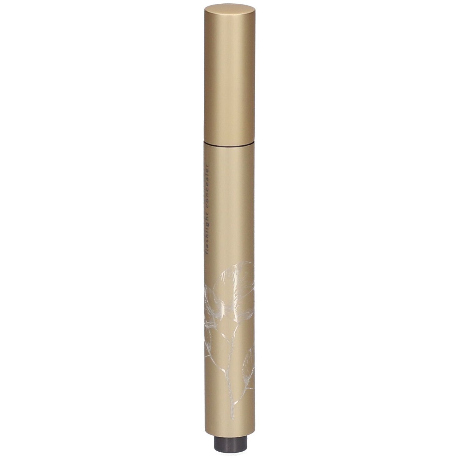 Goldfarbener Concealer-Stift mit schwarzer Spitze. Aufschrift: i.am.klean flashlight concealer. Details auf dem Stift.