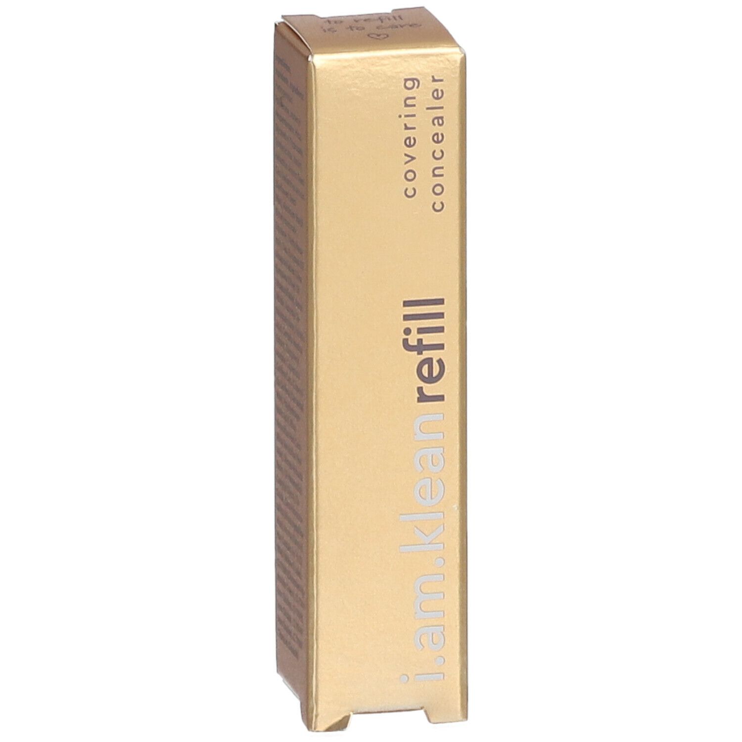 Emballage doré avec le nom du produit i.am.klean refill. Inscription : covering concealer.