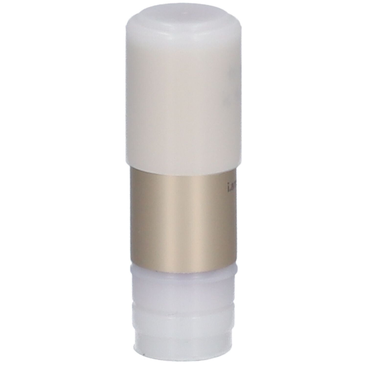 Lippenstift-Nachfüllpackung, zylindrisch, weiß-goldfarben. Aufschrift: i.am.klean.