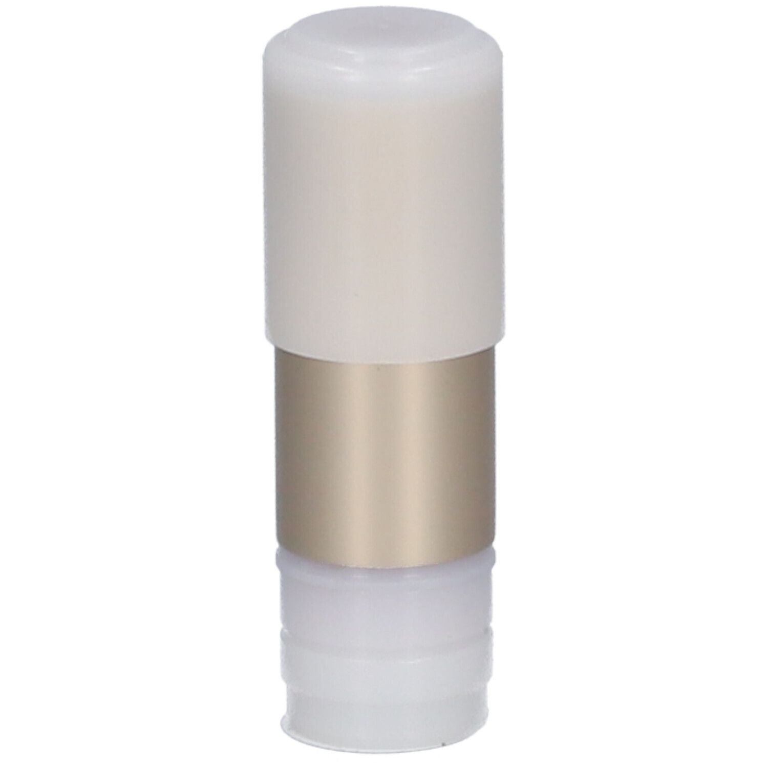 Lippenstift-Nachfüllpackung, zylindrisch, weiß-goldfarben. Aufschrift: i.am.klean.