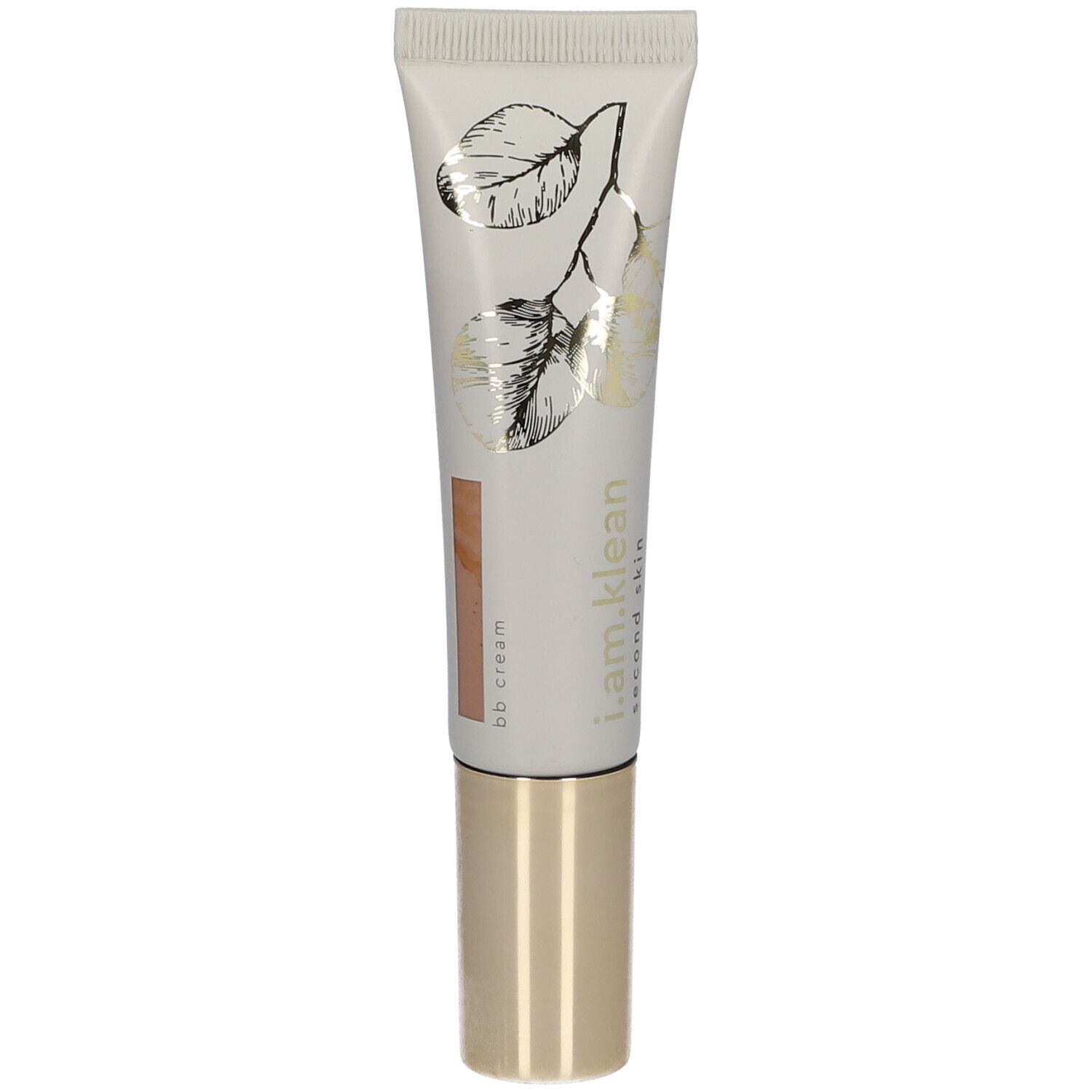 Creme-Tube mit goldfarbenem Verschluss. Aufschrift: i.am.klean, BB cream, second skin.