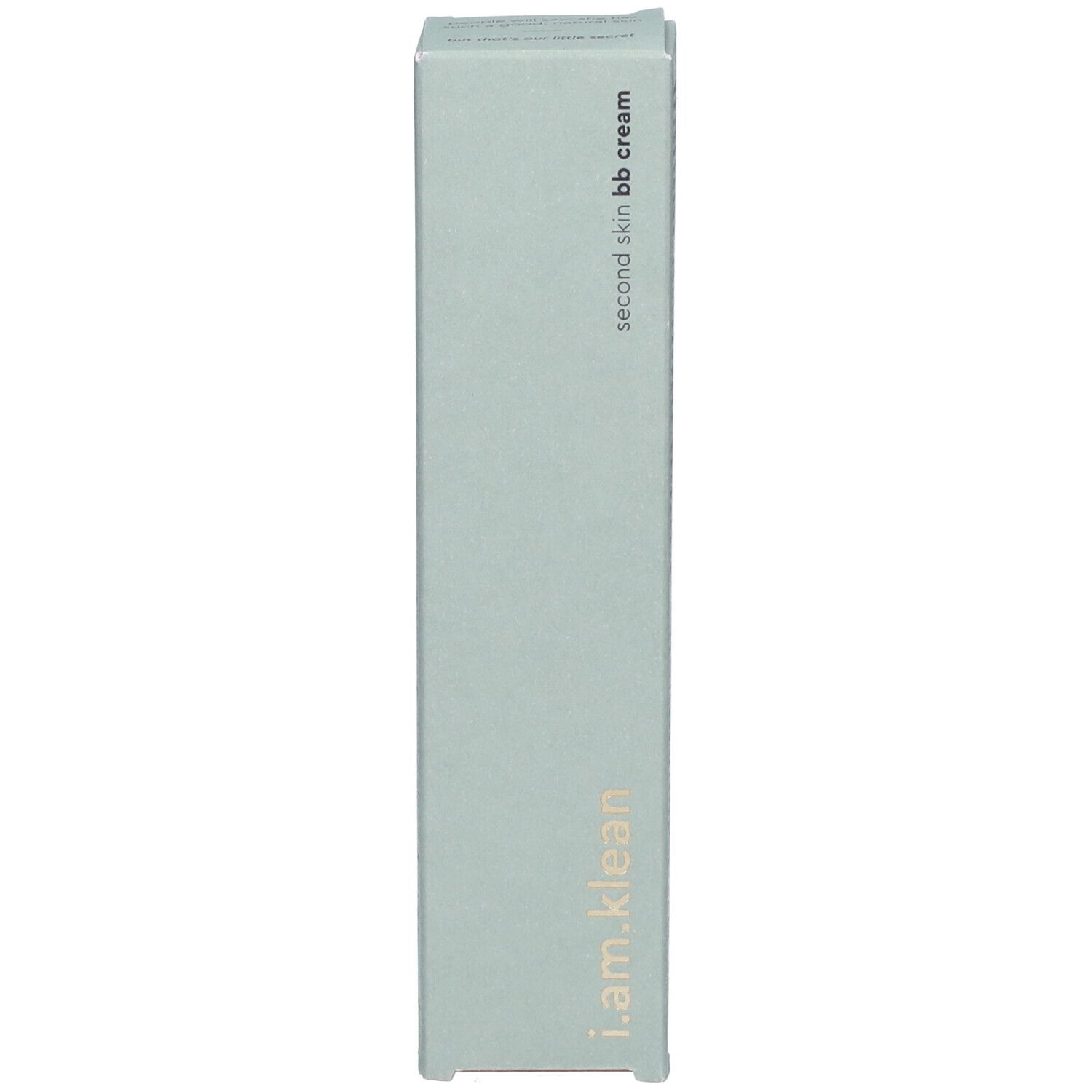 Schachtel, hellgrün. Aufschrift: i.am.klean, second skin bb cream.