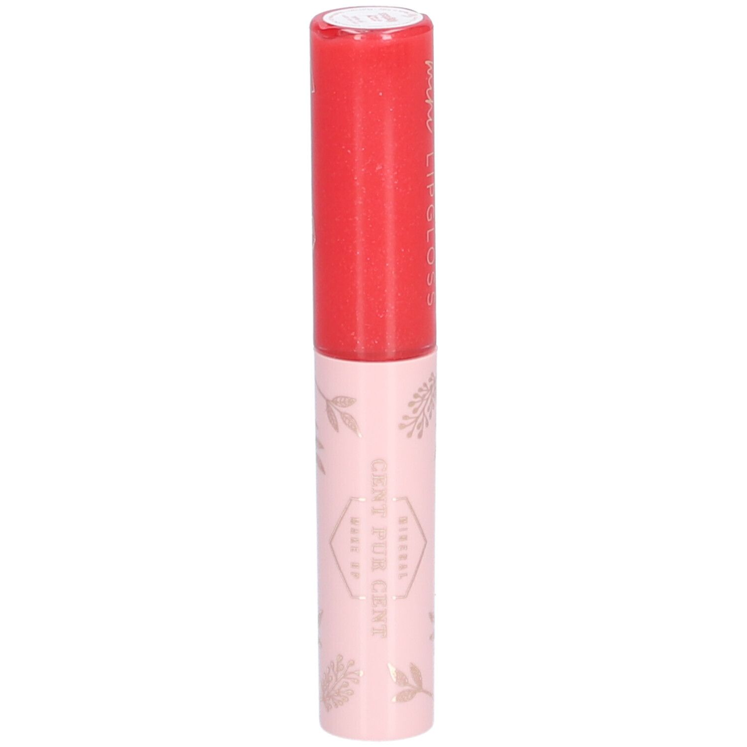 Mini-Lipgloss, rot und rosa. Mit floralem Muster. Aufschrift: CENT PUR CENT.