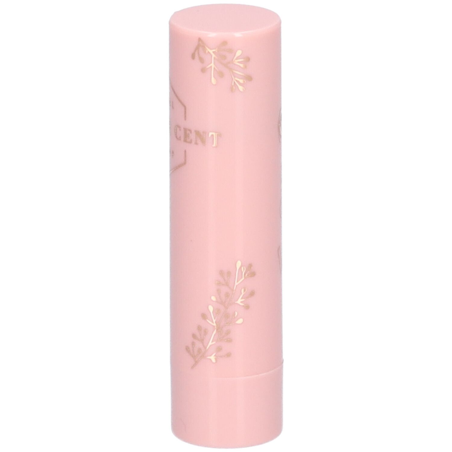 Rosa Lippenstift-Hülse mit goldfarbenem Logo und Schriftzug. Aufschrift: CENT.