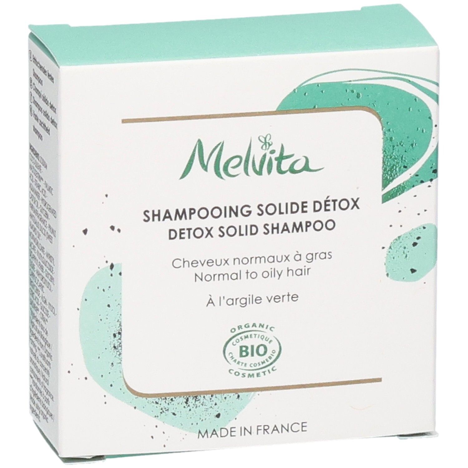 Melvita Detox festes Shampoo für normales bis fettiges Haar, mit grüner Tonerde. BIO COSMETIQUE zertifiziert.