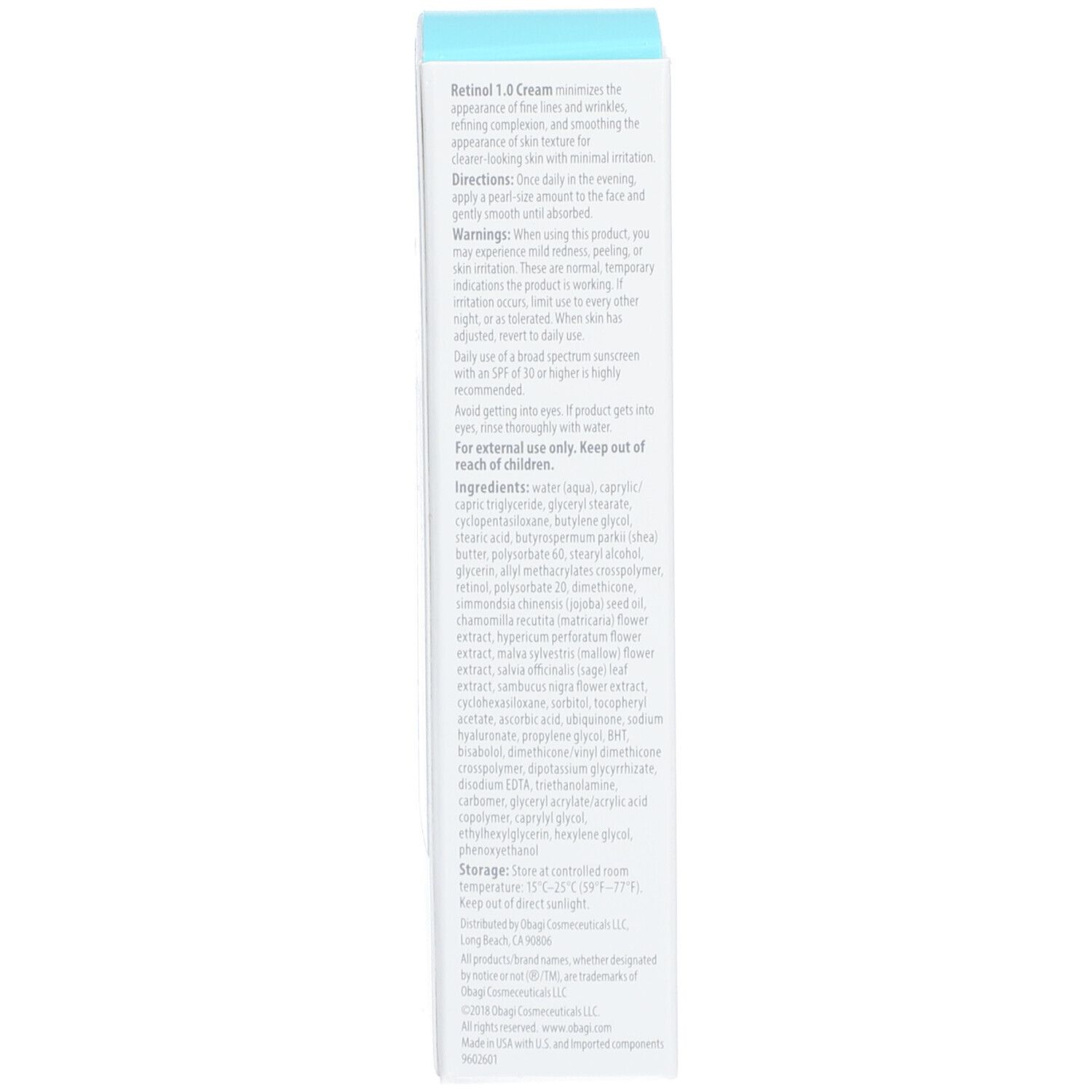 Rückseite der weißen Schachtel. Text mit Produktinformationen und Inhaltsstoffen.