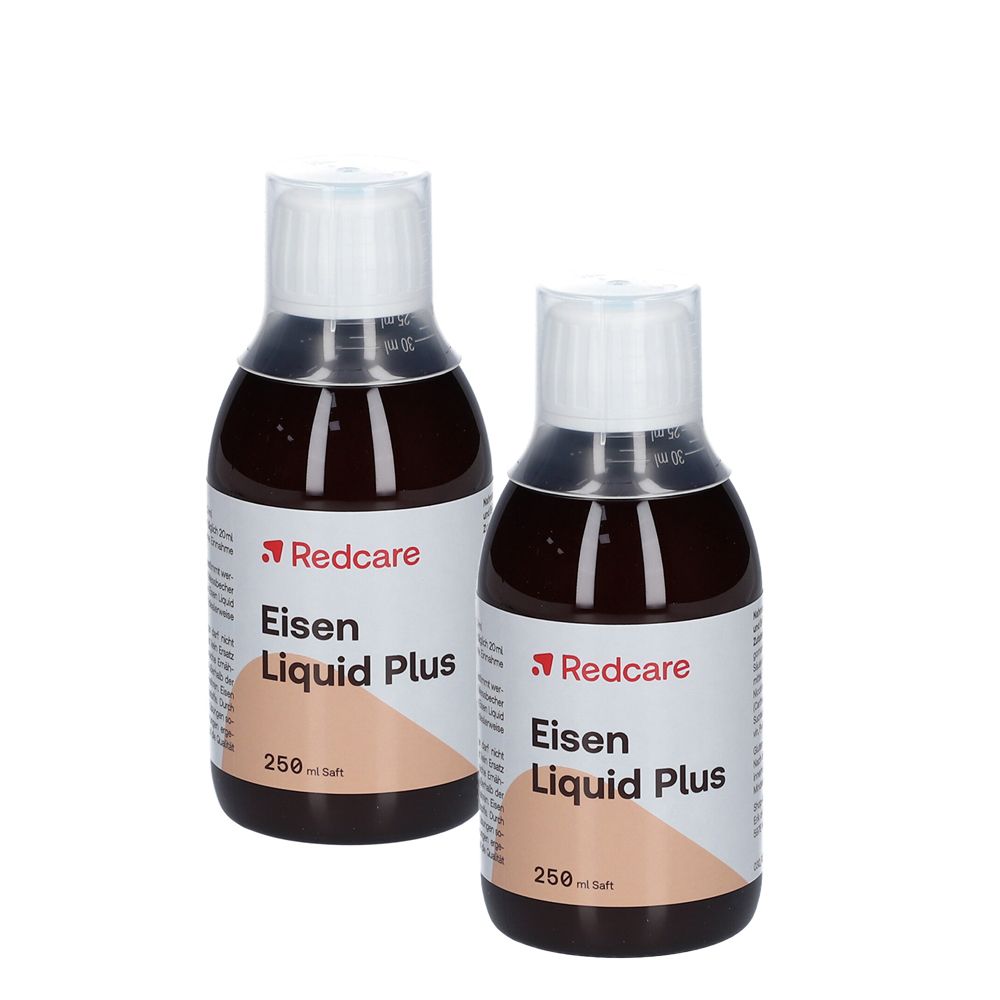 Deux flacons Redcare Eisen Liquid Plus avec bouchon blanc. Autocollant 1+1 GRATUIT.