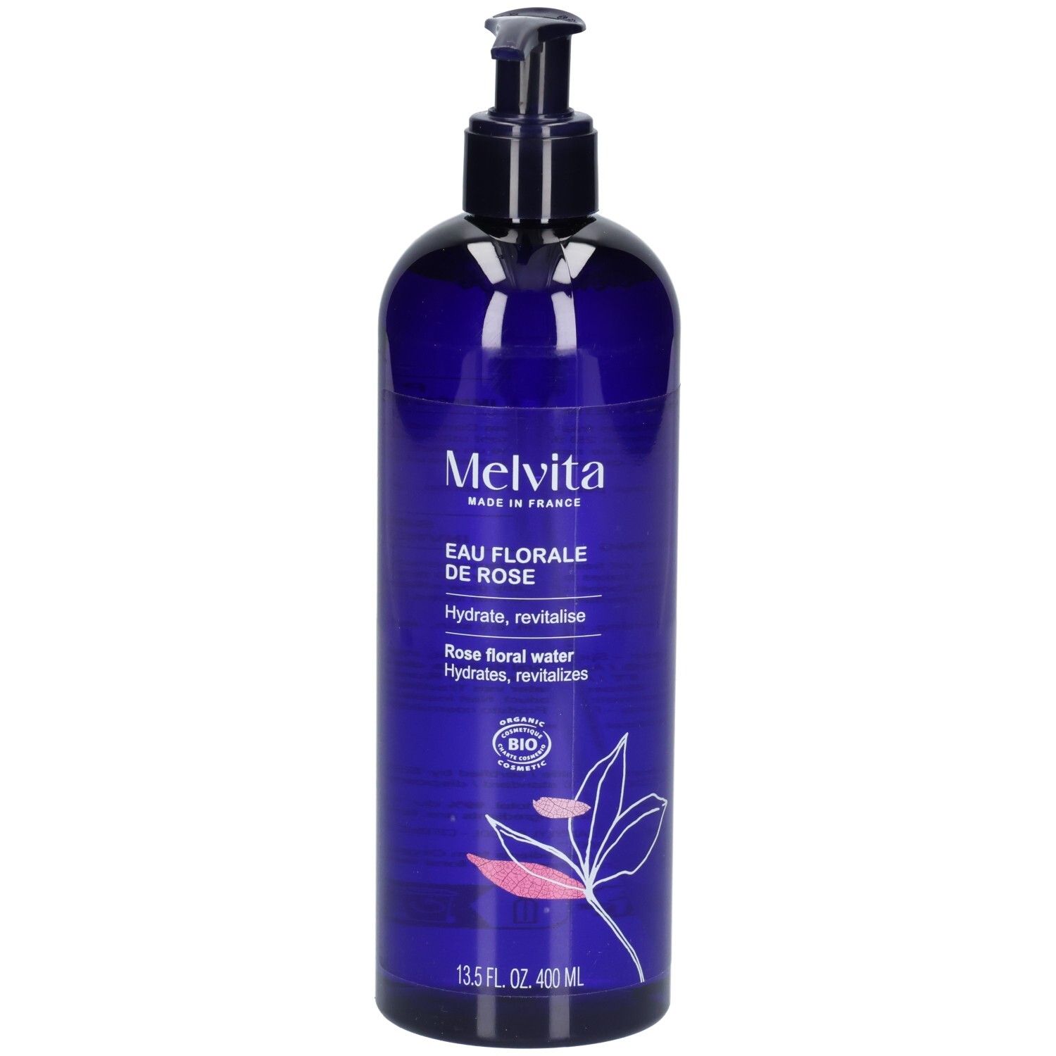 Melvita Eau Florale de Rose, 400 ml, Pumpspender.