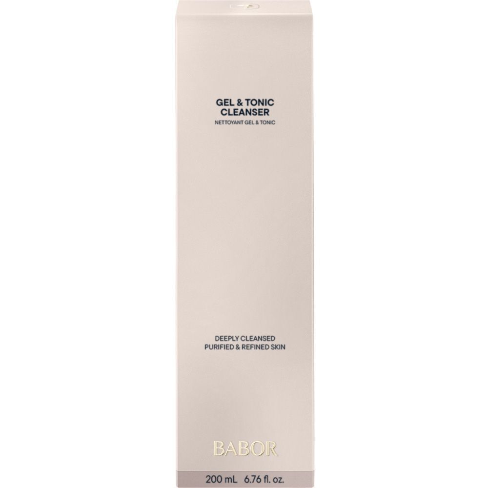 BABOR Gel & Tonic Cleanser Flasche und Verpackung. Text auf Deutsch.