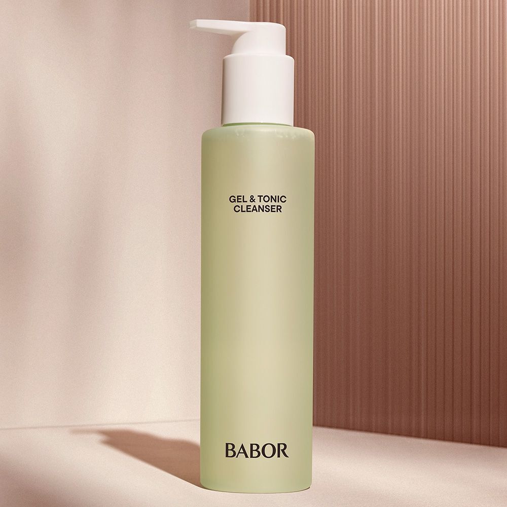 BABOR Gel & Tonic Cleanser Flasche und Verpackung. Text auf Deutsch.