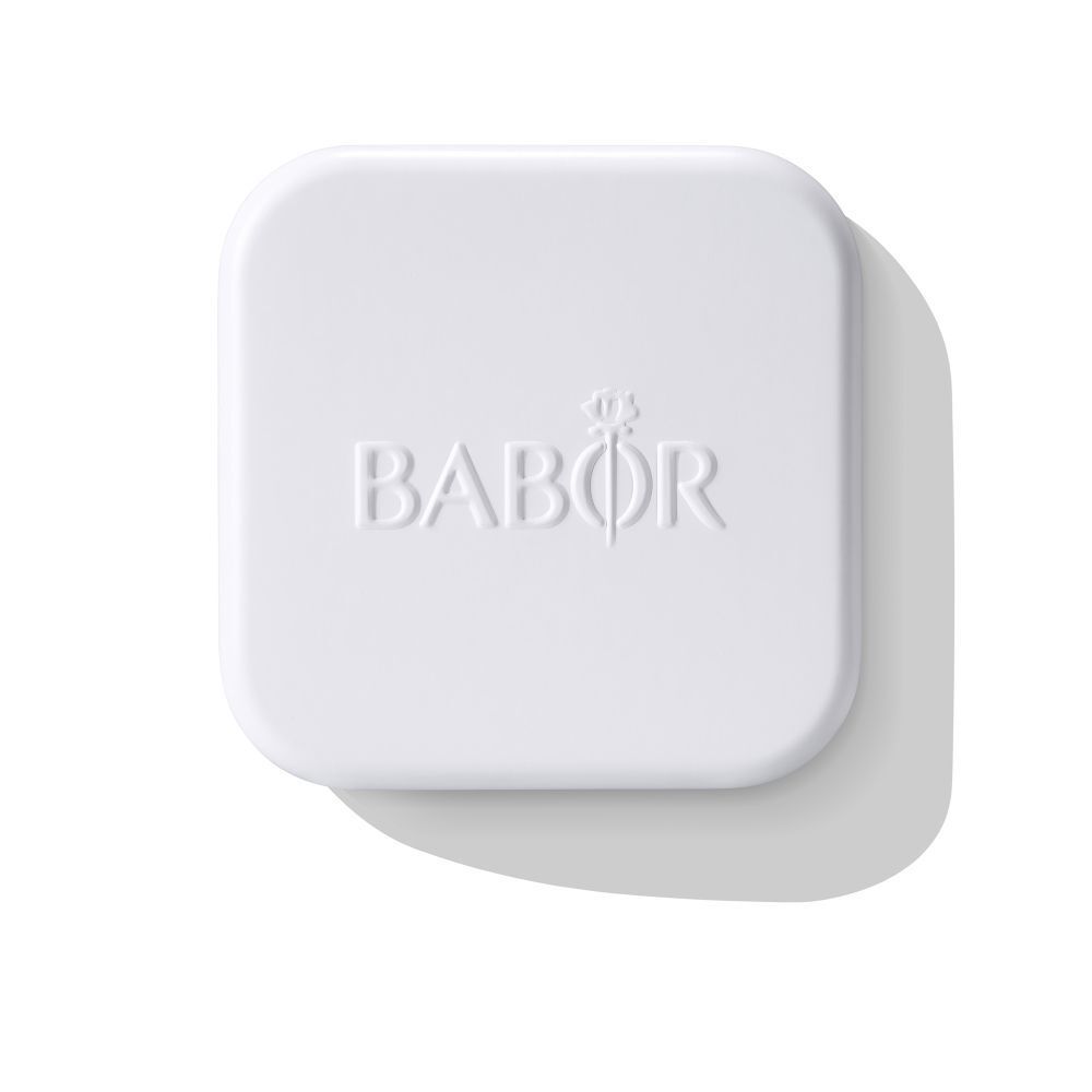 Weißer Deckel einer Seifendose. Geprägt: BABOR.