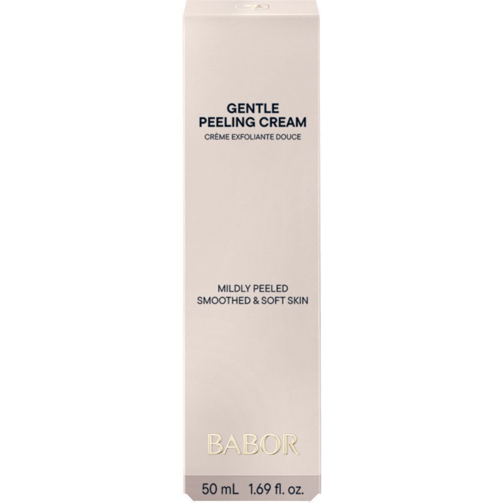 BABOR Sanfte Peelingcreme Tube, Rückseite mit Produktinformationen.