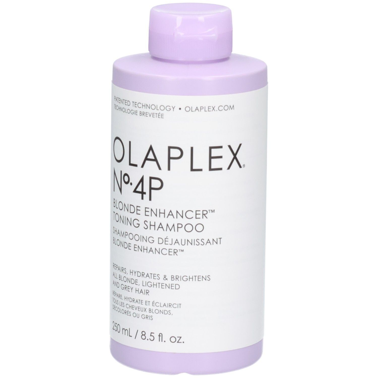 Bouteille de shampooing déjaunissant Olaplex No. 4P, 250 ml.