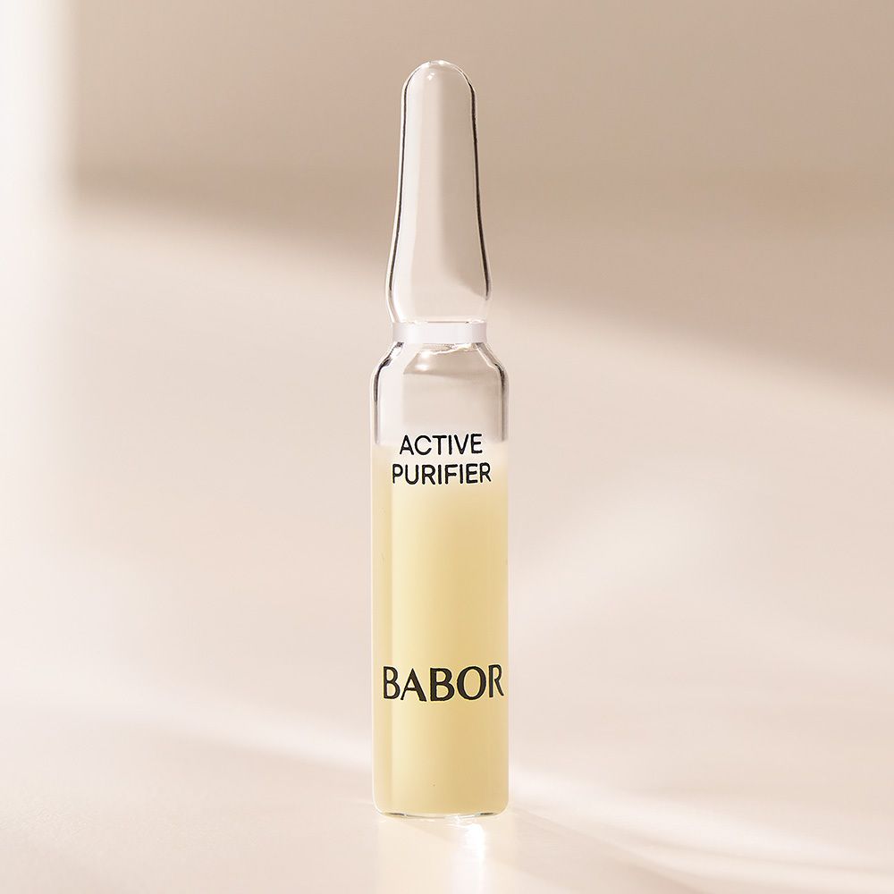 Babor Ampulle "Active Purifier" mit gelblicher Flüssigkeit.