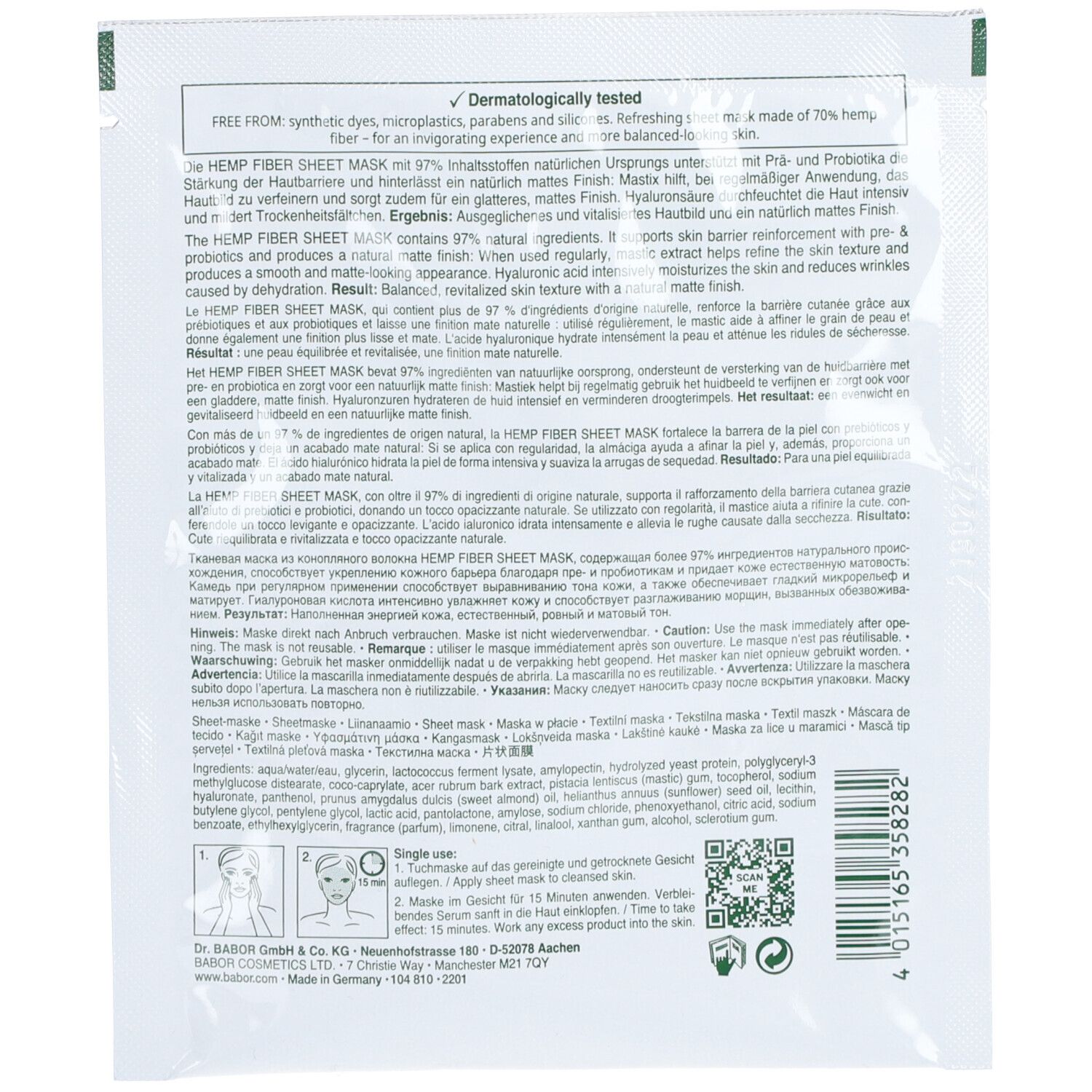 Doctor Babor Clean Formance Hemp Fiber Sheet Mask 1 St Gesichtsmaske