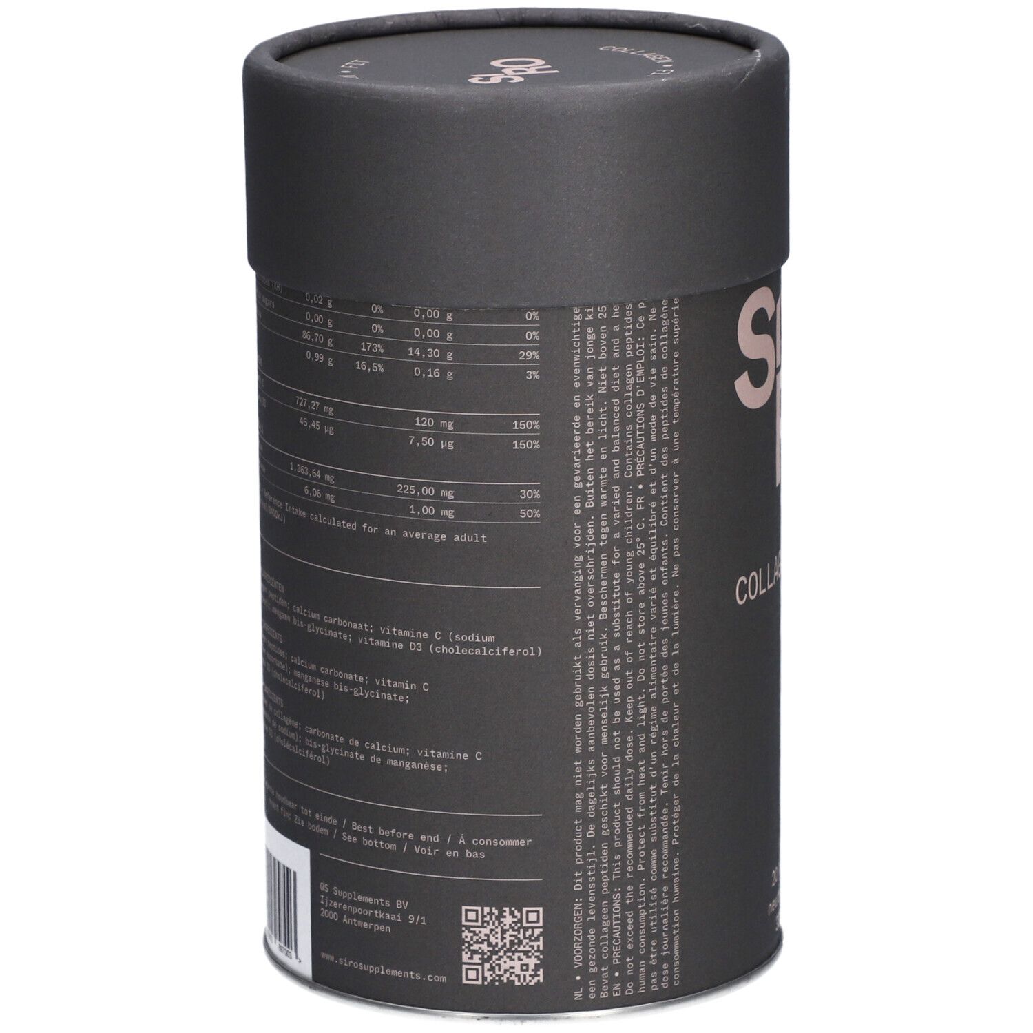 Dos de la boîte SiRo Collagen FIT. Contient des informations nutritionnelles et des ingrédients.