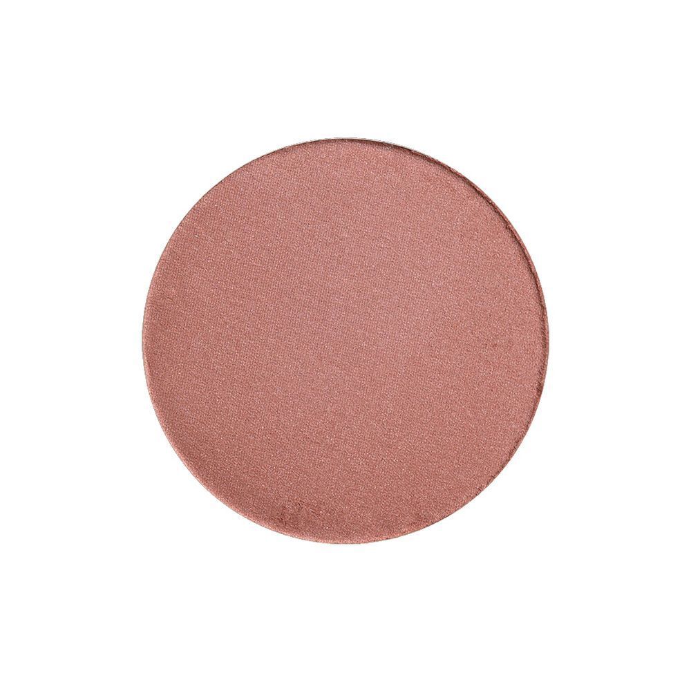 Runder, rosafarbener Blush. Glatte Oberfläche. Keine Verpackung sichtbar.