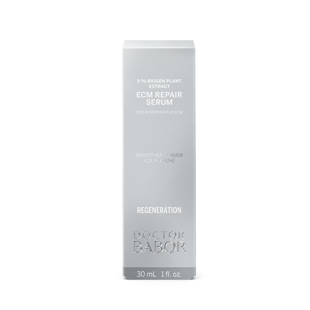 Graue Verpackung. Beschriftung: ECM Repair Serum, Doctor BABOR. 30 ml.