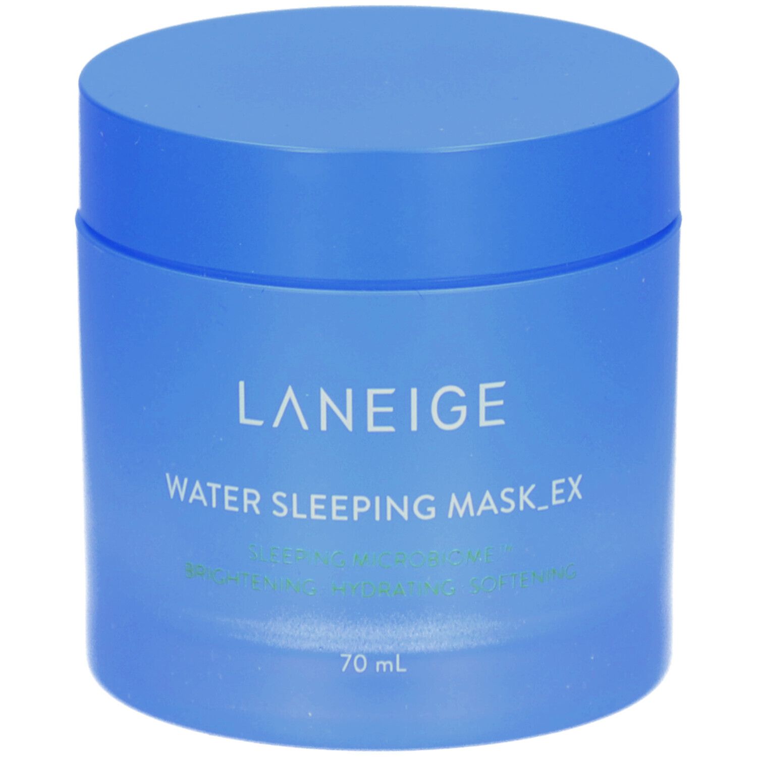 Blaues Tiegel mit Deckel. Aufschrift: LANEIGE, WATER SLEEPING MASK_EX, 70 ml.