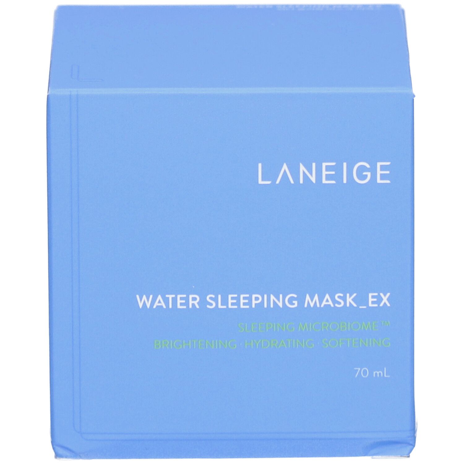 Blaue Schachtel. Aufschrift: LANEIGE, WATER SLEEPING MASK_EX, 70 ml.