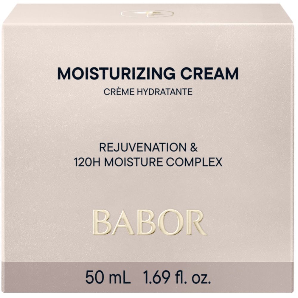 Babor Skinovage Moisturizing Cream Tiegel mit weißem Deckel, Seitenansicht.
