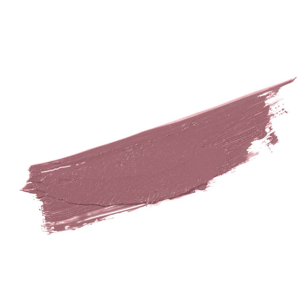 Rosafarbener Lippenstiftstrich auf weißem Hintergrund.