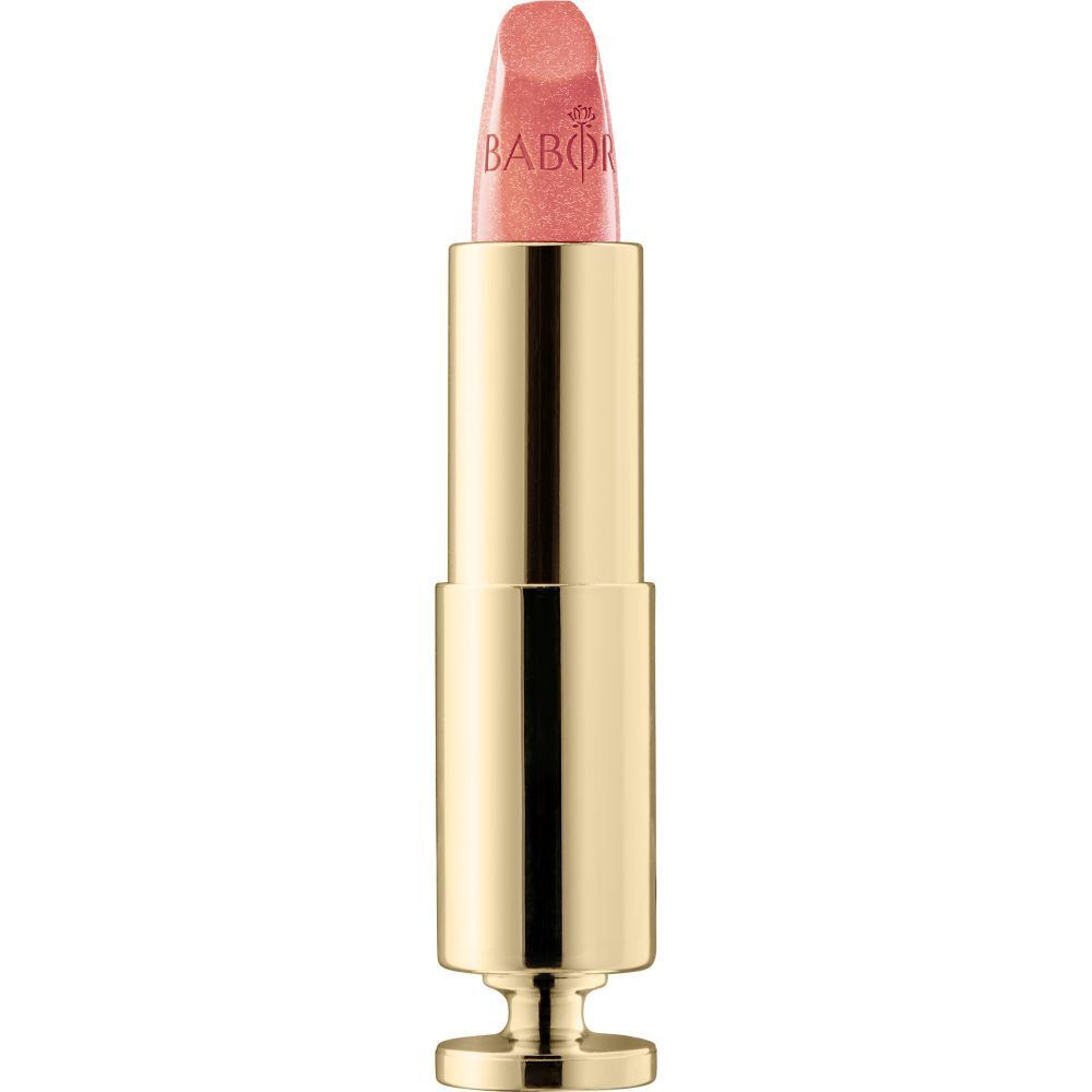 Goldfarbener Lippenstift mit rosafarbenem Lippenstift. Marke Babor.