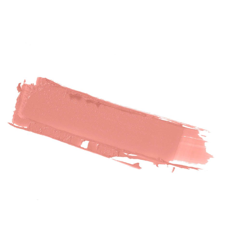 Rosa Lippenstift-Farbmuster auf weißem Hintergrund. Der Lippenstift wurde aufgetragen.